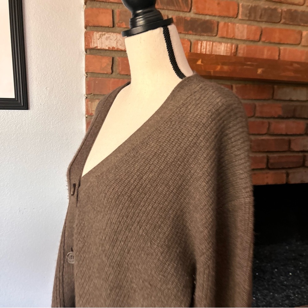 Quince Mongolian Cashmere Oversized Boyfriend Cardigan Sweater in Brown Sz S - Picture 7 of 11